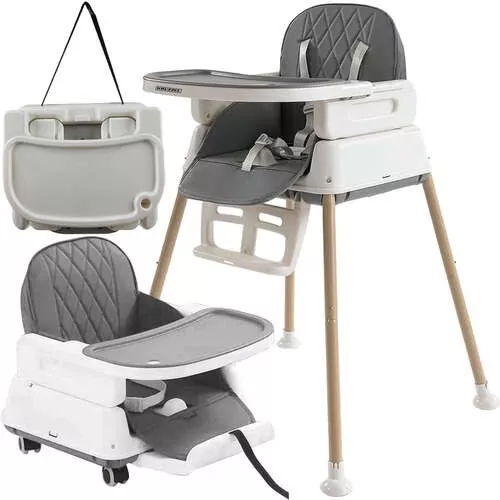 Chaise haute pliable et réglable pour enfant  - gris