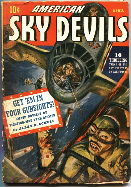 AMERICAN SKY DEVILS #5--4/1943-RED CIRCLE MARVEL PULP-NORMAN SAUNDERS ART-WW ll