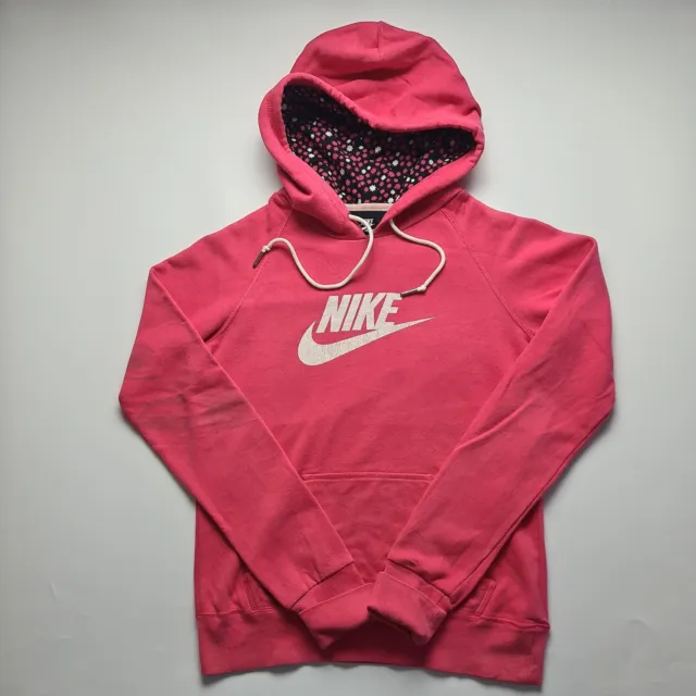 Felpa con cappuccio Nike SPORTSWEAR ragazze rosa grande logo anteriore con effetto taglia M 10/12