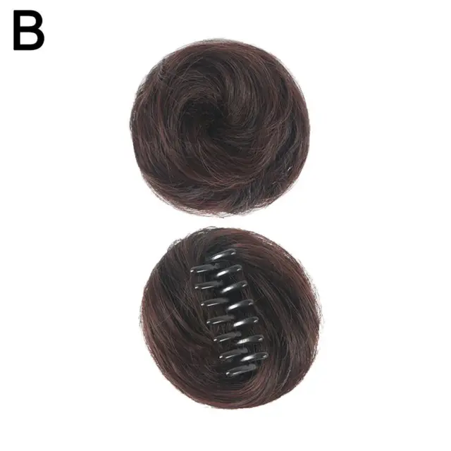 Dark brown-S Synthetic Natural Clip on in Messy Hair Bun Extension Chignon Ha V4