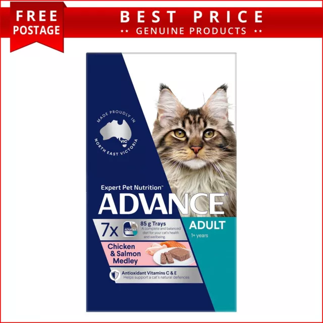 ADVANCE Cat Food Adult Chicken & Salmon Medley Trays Wet Cat Food 85G x 7