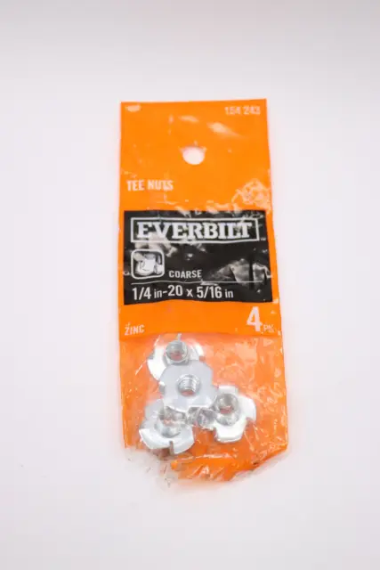 (4-Pk) Everbilt Tee Nut Zinc Plated 1/4"-20 802301