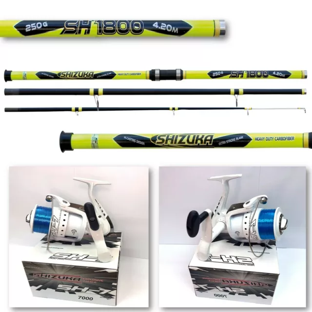 14FT SH1800 BEACHCASTER CARBON BEACH CASTER + 1 x SHIZUKA 7000 SEA FISHING  REEL £60.34 - PicClick UK