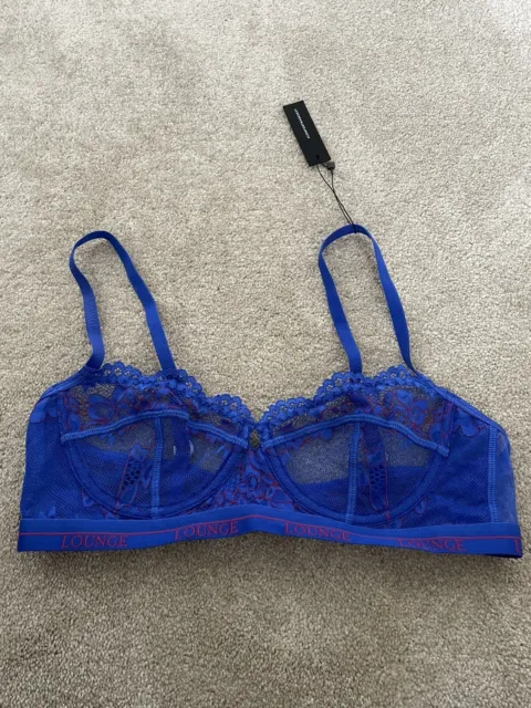 LOUNGE UNDERWEAR BLUE balcony bra and thong set size 32c and small £30.00 -  PicClick UK