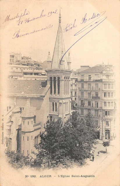 Cpa Algeria Algiers Church Saint Augustine