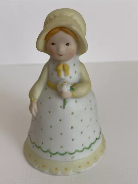 Vintage Holly Hobbie Figurine Bell 1980 Hand Painted Porcelain Mothers Keepsake