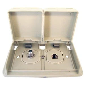 Prime Outdoor Receptacle 75 Ohm F Style Connector Satellite Input & Telephone