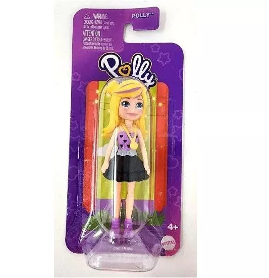 Mattel Polly Pocket - HRD57 - Mini Poupée articulée 8cm - Polly avec robe noir