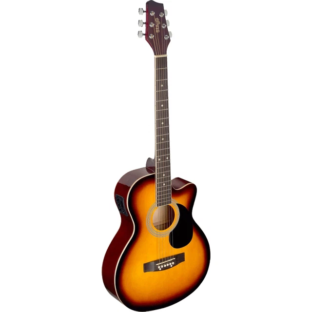 Stagg Sa20Ace Snb - Guitare Electro Accoustique Auditorium  Sunburst Pan Coupe