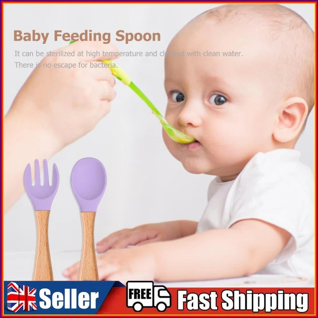 Baby Wooden Silicone Feeding Spoon Toddlers BPA-free Tableware (2)