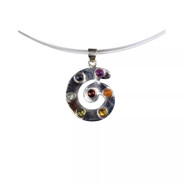 Argent Chakra Bijoux Escargot Améthyste Topaze Vrai Pierre Précieuse Pendentif