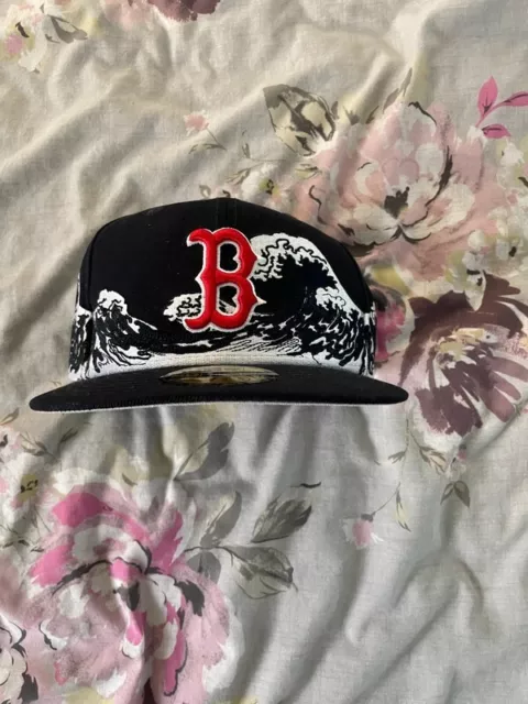 New Era Boston Red Sox MLB Wave Navy 59FIFTY Fitted Cap - 7 3/8