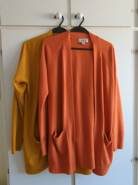 Soft Knit Long Open Cardigans Yellow & Orange Large