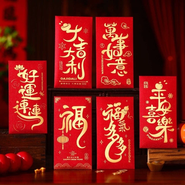 36 Buste Rosse Per Capodanno Lunare Cinese: Hong Bao Portafortuna Spesse E Decorative - Foto 2
