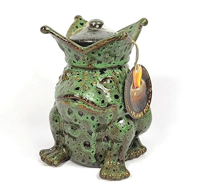 Frog Prince Garden and Patio Flame Pot Ceramic 8"X7" New/Unused