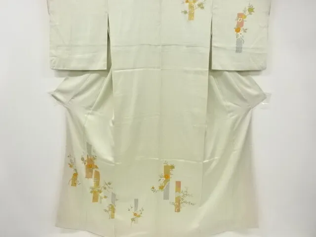 6533924: Japanese Kimono / Vintage Homongi / Embroidery / Tanzaku Pattern & Kiku