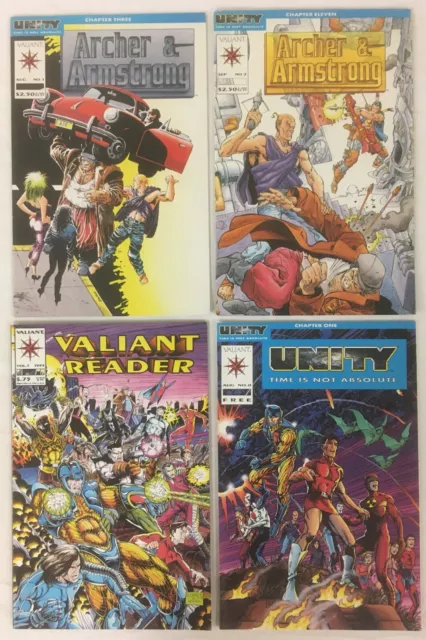 Valiant 4 Comic lot, Archer and Armstrong # 1 2, Valiant reader 1993 # 1 Unity 0