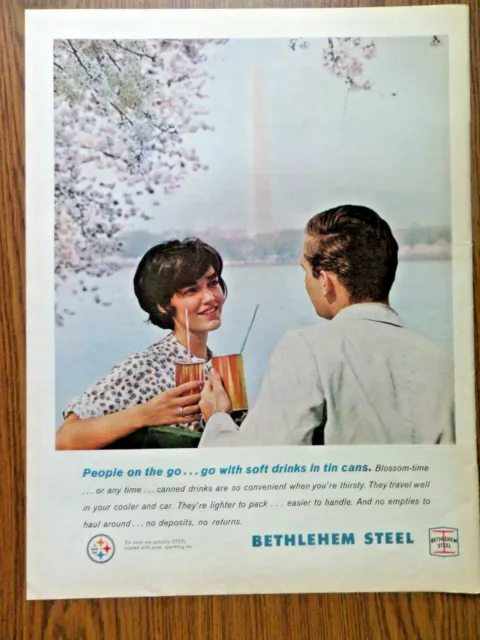 1964 Bethlehem Steel Can Ad The Washington DC  Monument Blossom-Time