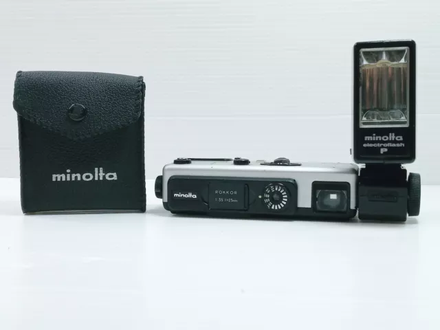 Vintage Minolta 16 QT Subminiature Spy Film Camera & Minolta Flash