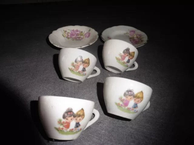 Ancienne Dînette De Poupée En Porcelaine - Décor De Violettes - État Parfait - Pièce Jumelle Rare