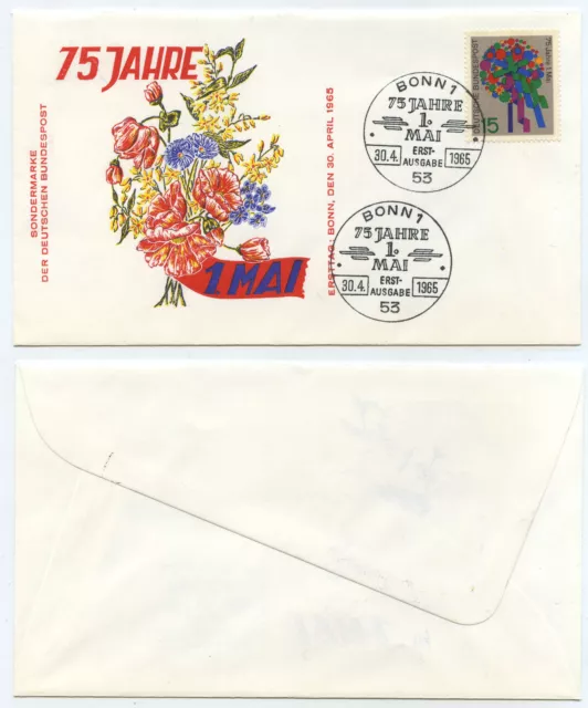 52541 - Mi.Nr. 475 - FDC, Ersttagsbrief - Bonn 30.4.1965 - 75 Jahre 1. Mai