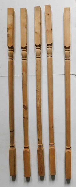 5 Vintage Wood Turned Unfinished Porch Posts Spindles Balusters 35 1/2"