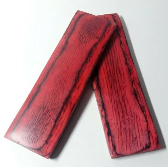 130mm Pair of Red Pakka Wood Scales Knife Handle Making Blanks