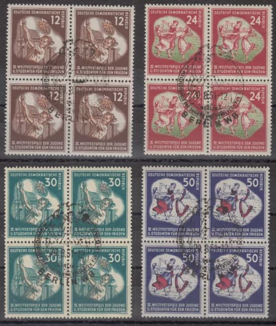 DDR - Mi.-Nr. 289-292 aus 1951 - gestempelt - Viererblock