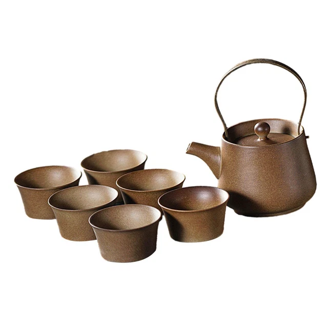 Théière chinoise en céramique avec couvercle avec 6 tasses, cadeau pour les