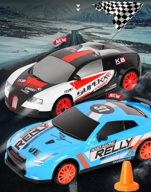 Afstandsbedieningsauto, 1:24 schaal RC-auto, All-Terrain 4WD Off-Road Vehicle met volledige verlichting en 2 oplaadbare batterijen, 2-versnellingen hobby raceauto als cadeau voor kinderen vanaf 14 jaar | NL