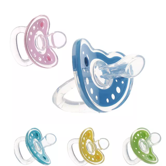 Silicone Newborn Infant Baby Dummy Pacifier Flat Round  Soother Nipple Eager