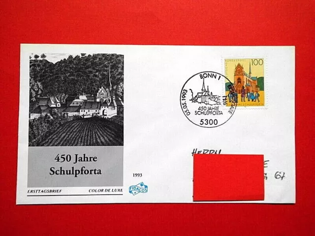 Brief Ersttagsbrief Ganzsache BRD 1993 Landesschule Pforta Mi. Nr. 1675 FDC St.