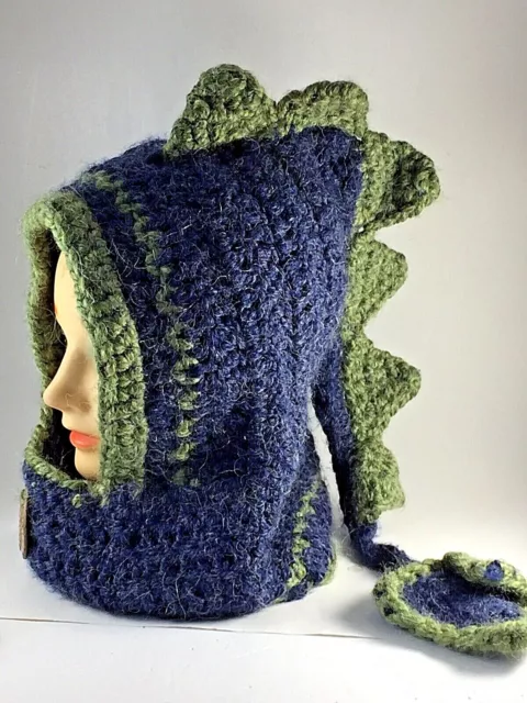 Auntie T Handmade Crochet Knit Hat Beanie DRAGON Dinosaur Halloween Costume
