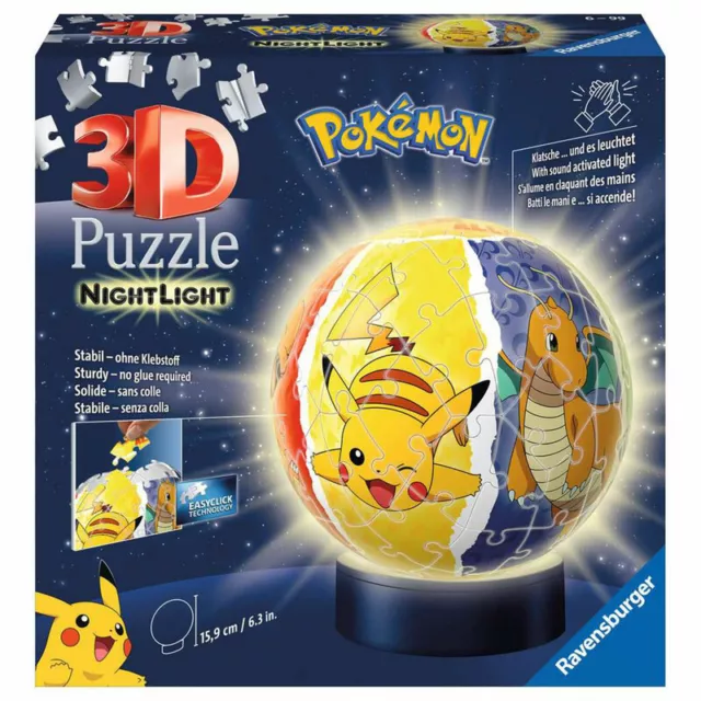 PUZZLE 3D RAVENSBURGER luce notturna Pokémon 3D puzzle palla puzzle bambini  72 T EUR 36,72 - PicClick IT