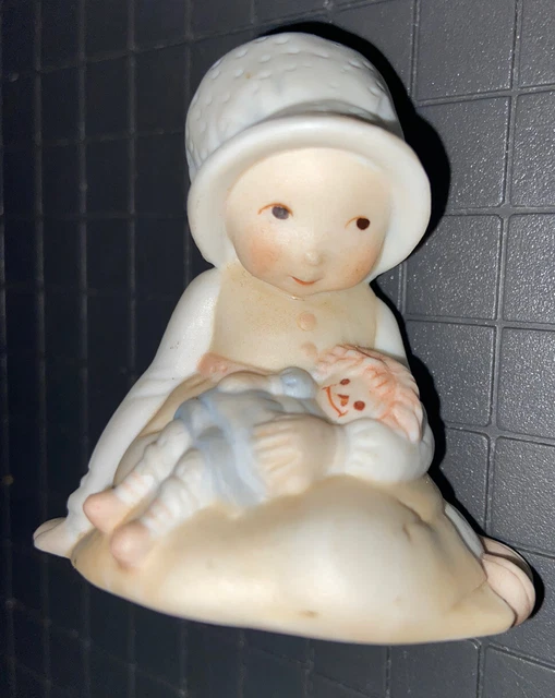 Holly Hobbie “Girl With Rag Doll” 1978 Ceramic Figuriine.