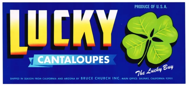 Genuine Crate Label Vintage Melon Arizona Lucky Salinas Shamrock 4 Leaf Clover