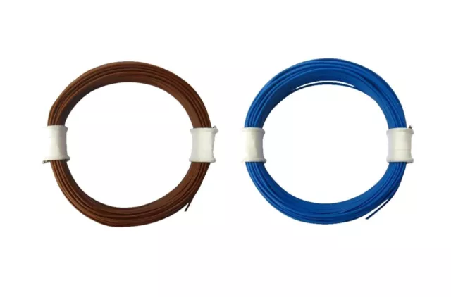 2x10 MÈTRES DE FIL SOUPLE MULTIBRIN MARRON ET BLEU(Ø 0,5mm) 0,04mm² Signal