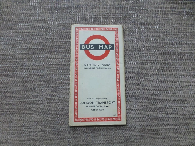 LONDON TRANSPORT BUS Map Central Area Inc Trolleybuses 1957 Ref 1056 