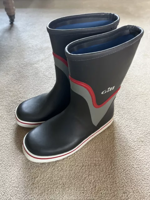 MENS DOUGLAS GILL Navy Cream Sailing Wellies Size 9.5 32.50