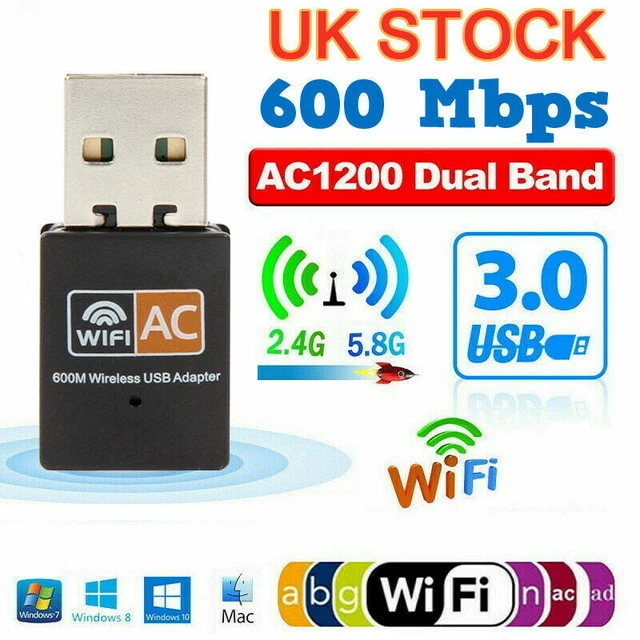 600MBPS WIRELESS USB Ethernet PC WiFi AC Adapter Lan 802.11 Dual Band 2 ...
