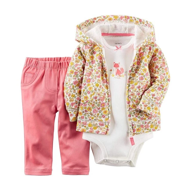 Carter's  Baby Girl's 3 PC Floral Fox Cardigan  Set Original $32.00  Newborn