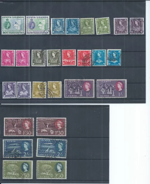 Kenya, Uganda & Tanganyika stamps.  1960 QEII series used to 2s50    (AL550)