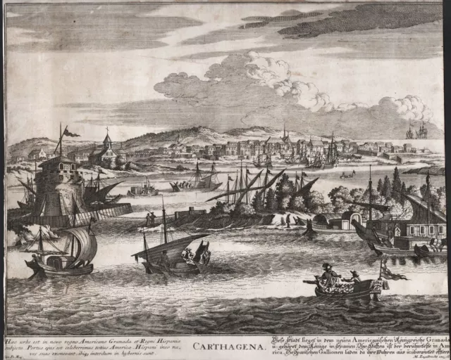 Cartagena Columbia Kolumbien America Kupferstich engraving Engelbrecht 1720