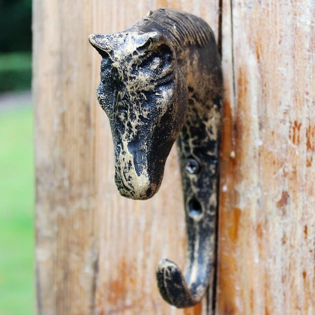 Vintage Horse Head Hooks Bronze Cast Iron Garden Key Hanger For Wall Decorations