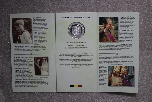 🧭 🇧🇪 Belgium 1993 Albert Ii Silver Medal In Folder B53 #80 Bx7-71-80