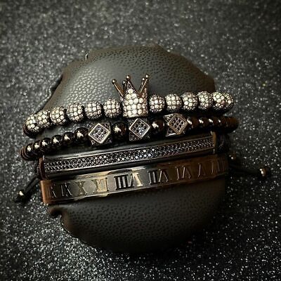 Luxury Roman Royal Crown Charm Bracelet Set Stainless Steel Hip hop Jewelry Gift
