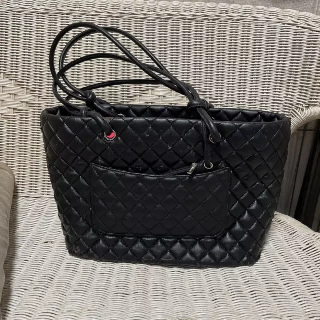 CHANEL Tote bag Cambon line Black CC Logo Coco Ladies Authentic