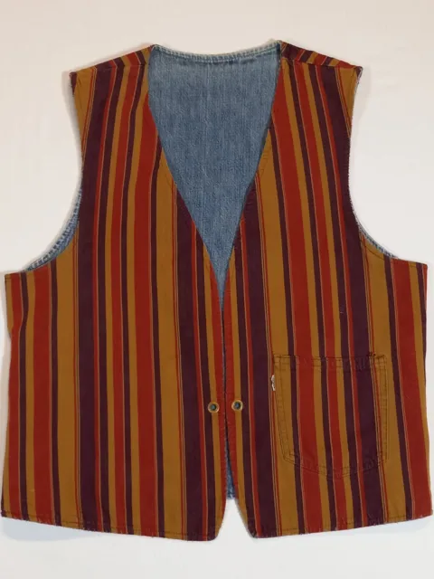 Adult Medium Vtg 60s 70s LEVI'S Big E Denim Hippie Reversible Jean Vest Jacket