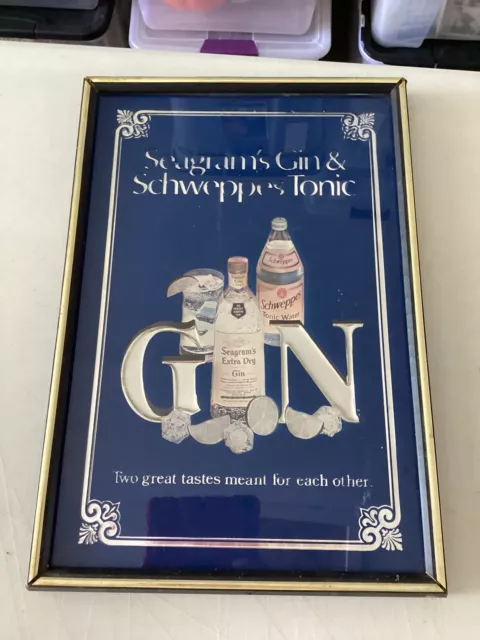 vintage seagrams gin and Schweppes tonic bar sign 19x13