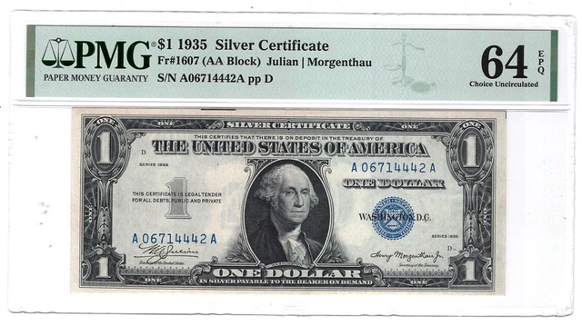 1935 $1 Silver Certificate.  Fr# 1607.  PMG ChCU-64 EPQ. Y00009739